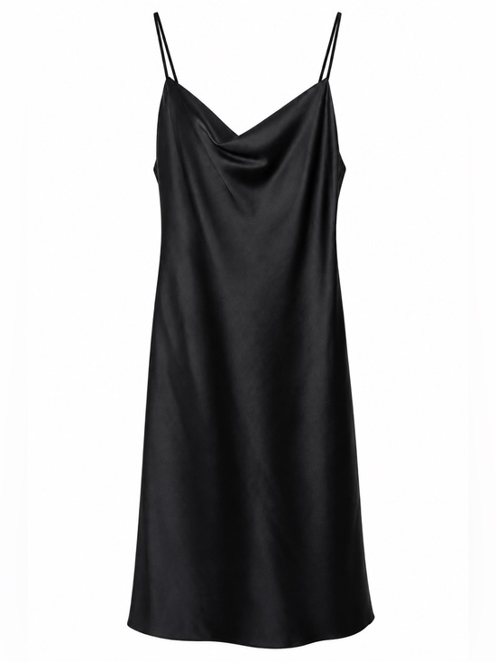 Alice + Olivia Dresses & Skirts - Alice + Olivia Black Satin Cowl Midi Slip Dress